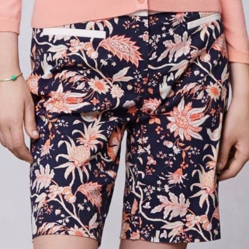 Anthropologie Leifsdottir Maypop floral and bird print Bermuda shorts size 0